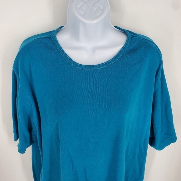 Basic Editions Plus Women Short Sleeve Shirt 3X Blue - Picture 2 of 6